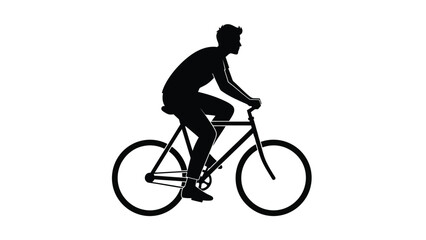 Obraz premium Silhouette of a cyclist riding a bicycle a simple black and white depiction