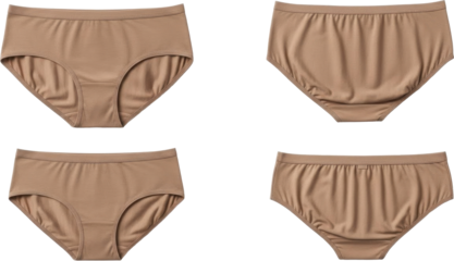 Four pairs of womens comfortable beige underwear for everyday wear.