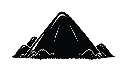 Simple black and white illustration of a mountain with grassy base © Mstsalma