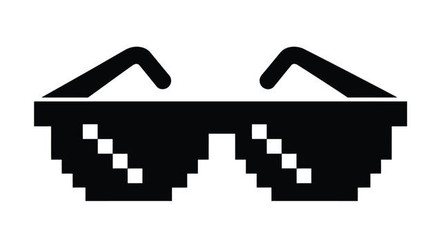 A pixelated depiction of cool sunglasses representing a trendy aesthetic