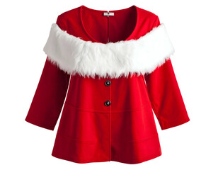 Red festive jacket with faux fur collar & button front