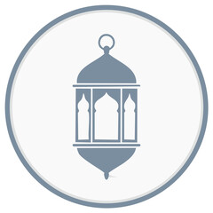 Traditional Islamic lantern icon within a circular border a symbol for Ramadan Eid al Fitr or cultural celebration