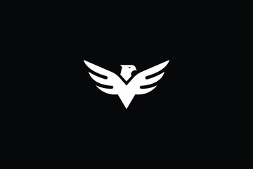 Obraz premium Minimal Trendy Abstract Eagle Logo on Black Background