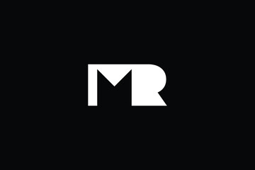 Obraz premium Minimal Trendy Abstract Letter M R Logo on Black Background