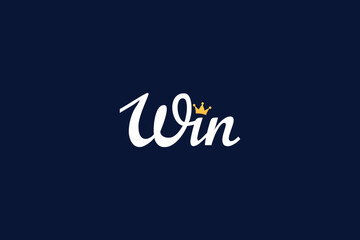 Minimal Win Letter mark Logo on Dark Blue Background