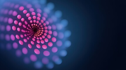 Abstract spiral design with vibrant circles in pink and blue shades creating a mesmerizing depth effect against a dark background