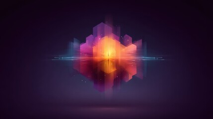 Abstract Geometric Design Featuring Colorful Shapes and Light Effects on Dark Background for Modern Digital Art and Graphic Projects