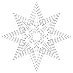 Elegant abstract geometric eight pointed star outline intricate pattern celestial symbol art