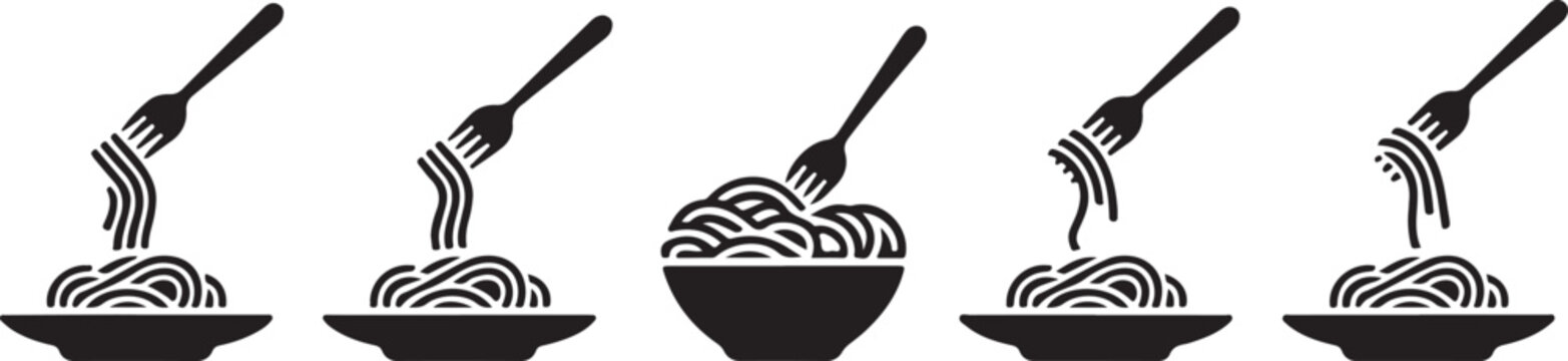 Set of spaghetti plate icon vector illustration isolated on white background