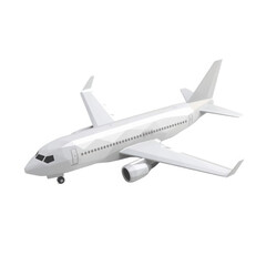 White commercial airplane isolated on white background in 3D rendering