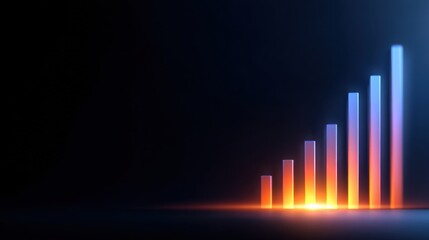 Abstract Data Visualization with Colorful Rising Bars Representing Growth and Success in Business Metrics and Financial Analysis