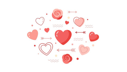 Seamless vector illustration of red hearts on a white background creating a romantic pattern and symbol of love for a Valentine's Day celebration card or wedding decoration