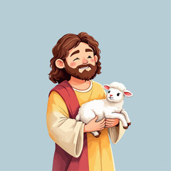 Vsai jesus christ, the good shepherd carrying lamb