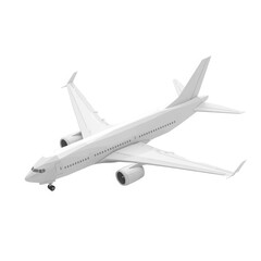 Fototapeta premium Minimalist 3D Render of a White Commercial Airplane