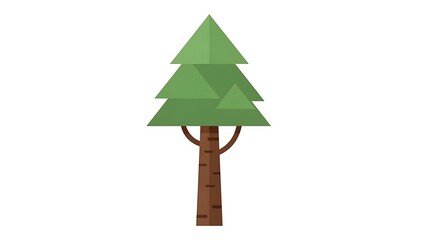 Stylized evergreen pine tree illustration in flat design style for forest landscape and nature conservation concepts