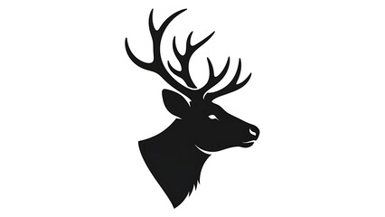 Fototapeta premium Black silhouette of a majestic stag head with large antlers for wildlife hunting and nature themed branding