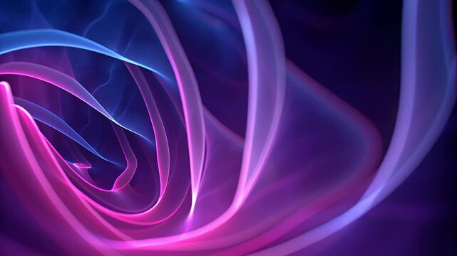 Blue wireframe sound waves showing frequency concept. Abstract waves in shades of purple create a dynamic visual representation.