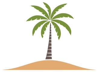 Stylized Palm Tree on Sand Dune Graphic Illustration Vacation Summer Tropical