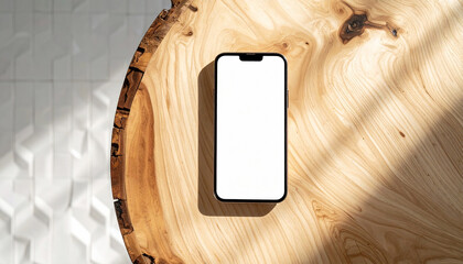 Smartphone Mockup on Wood Slice