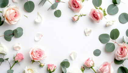 Floral Flat Lay: Roses and Eucalyptus