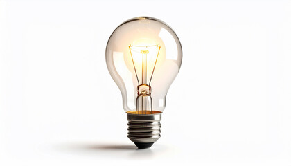 Glowing Light Bulb on White