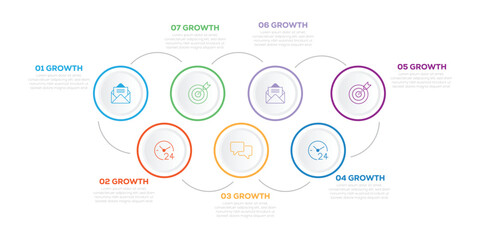  infographic timeline icons designed for modern diagram process technology digital marketing data presentation chart. Infographic template for business. 7 Steps. vector. 