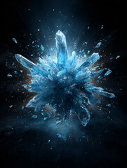Fototapeta premium a blue explosion of water on a black background