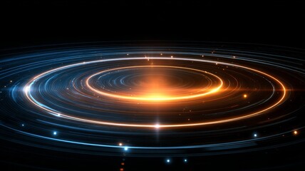 High-speed glowing light trails forming a futuristic circular turntable, vibrant technology background with dynamic motion effect, digital innovation and advanced tech concept illustration