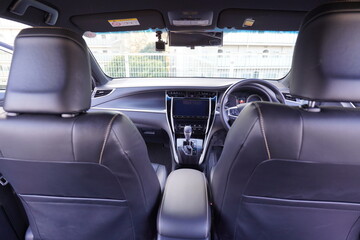 SUV,運転席,後部座席視点,ハンドル,カーナビ, 車内, 室内