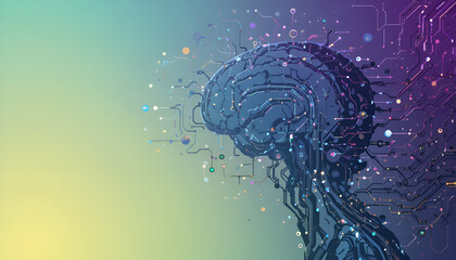 Creative Artificial Intelligence Profile Concept with Glowing Brain Circuits and Vibrant Gradient Connectivity