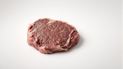 Obraz premium Raw Ribeye Steak on White Background, Ready to Cook.