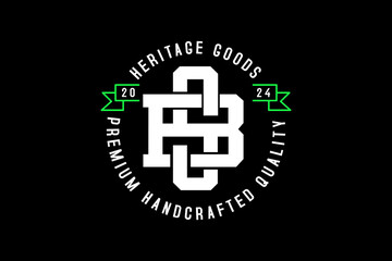Vintage Monogram Logo Design Heritage Goods Premium Quality.