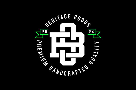 Vintage Monogram Logo Design Heritage Goods Premium Quality.