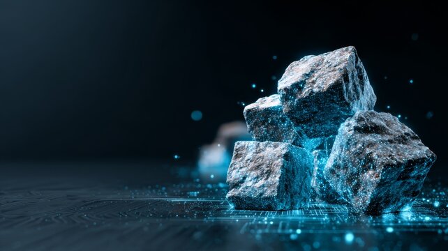 Abstract digital blockchain network illustration with cryptocurrency and fintech technology concept, showing data mining, secure transactions, and futuristic digital currency connections - Powered by Adobe