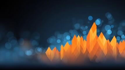 Abstract geometric background featuring sharp orange shapes and blue bokeh lights creating a vibrant, modern design for technology or business concepts