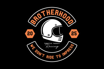 Brotherhood Motorcycle Helmet Emblem with Vintage Racing Style.