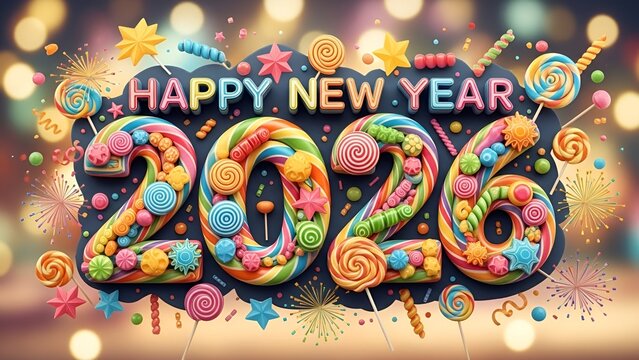 happy new year 2026 with lolipop