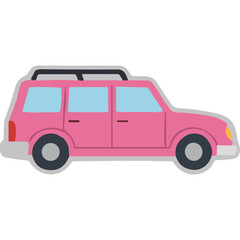 Fototapeta premium Pink SUV Car Icon with Roof Rack