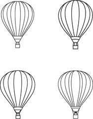 Obraz premium Four black and white hot air balloon illustrations