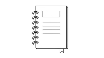 Spiral Notebook Journal with Bookmark Line Art Illustration