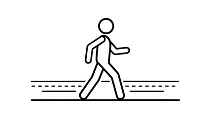 Pedestrian Walking on Road Path Minimalist Vector Line Illustration