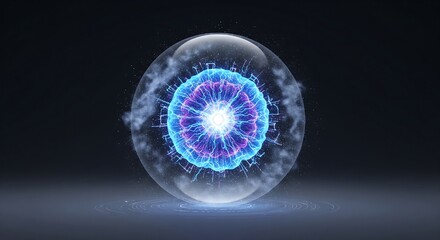 Vibrant glowing orb with electric blue and purple energy