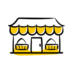 Illustration of a stylized yellow mouth with teeth