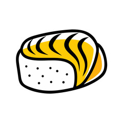 Illustration of sushi roll with wasabi on black background