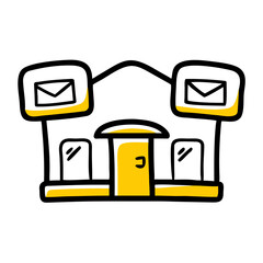 Minimalist Stylized Post Office Door with Abstract Lines