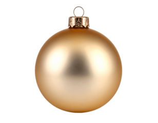 Golden, matte bauble with a metallic loop against black