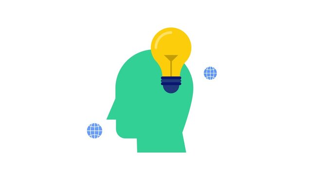 Human head having a creative idea animation