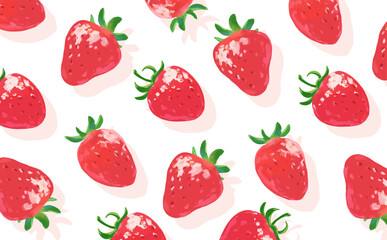 苺_シンプル手描き背景_横_透明＋影