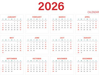 2026 Calendar Template – Annual and Monthly Planner with Clean Minimal Layout