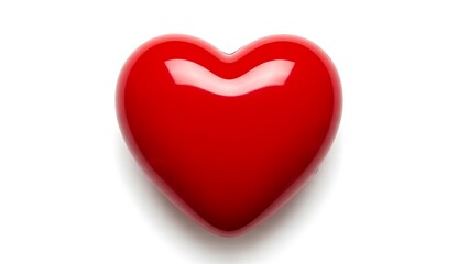 Obraz premium Glossy Red Heart on White Background
